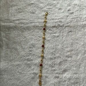 Dainty and Red Beaded Bracelet with Clasp